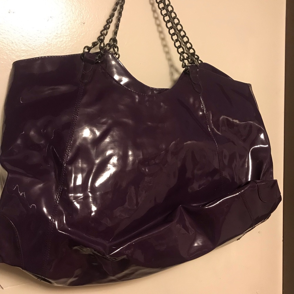 Avon dark purple patent large bag